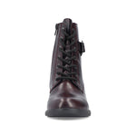 Rieker Laced Buckle Ankle Boot Black Bordeaux