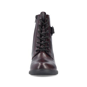 Rieker Laced Buckle Ankle Boot Black Bordeaux
