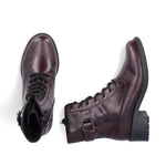 Rieker Laced Buckle Ankle Boot Black Bordeaux