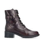 Rieker Laced Buckle Ankle Boot Black Bordeaux