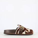 Gioseppo Leather Clog Cow Print Brown