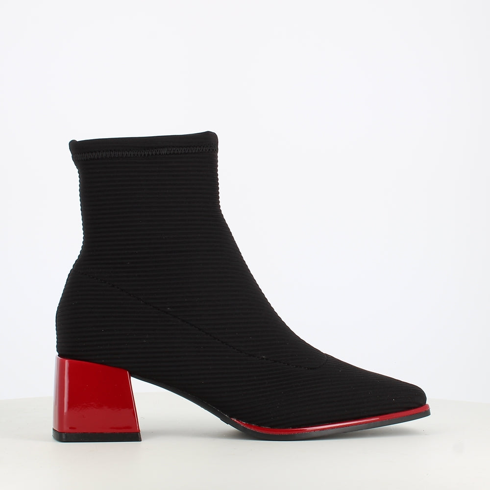 Gioseppo Fabric Ankle Boot Black Red