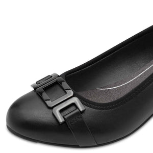 Jana Classic Block Heel Court Black