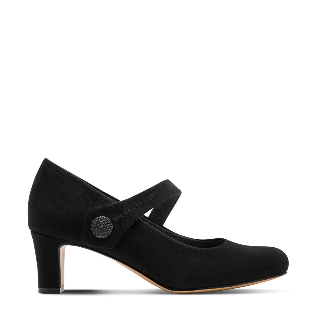 Jana Mary Jane with Button Trim Black
