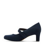Jana Mary Jane with Button Trim Navy
