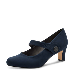 Jana Mary Jane with Button Trim Navy