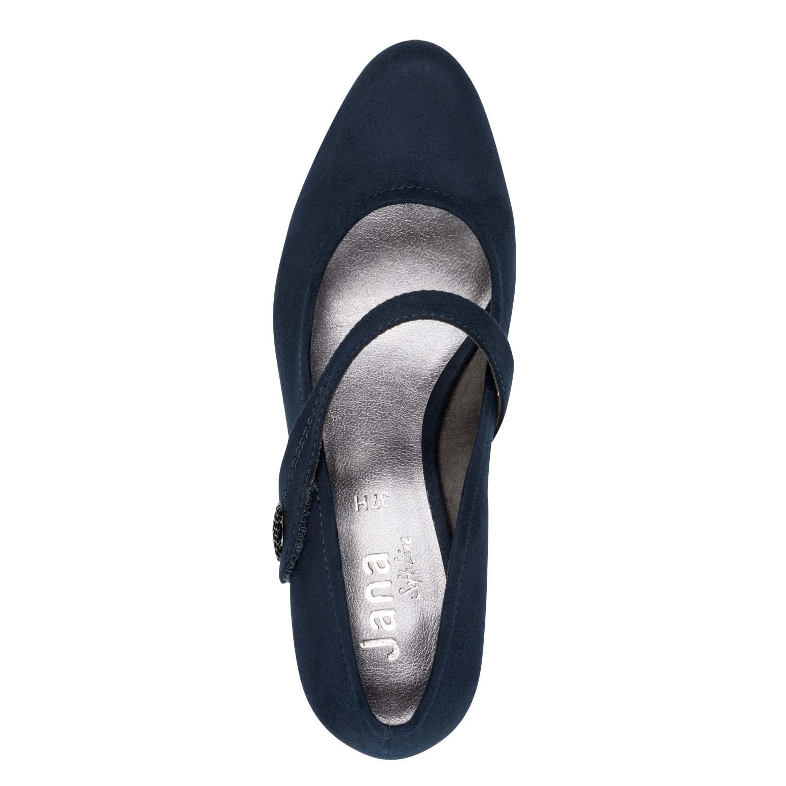 Jana Mary Jane with Button Trim Navy