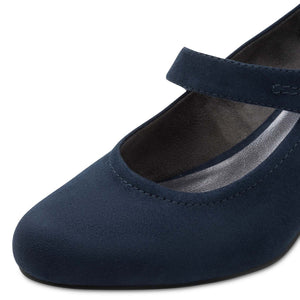 Jana Mary Jane with Button Trim Navy