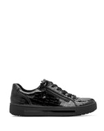 Jana Low Zip Laced Trainer Black Croco
