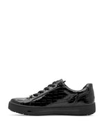 Jana Low Zip Laced Trainer Black Croco