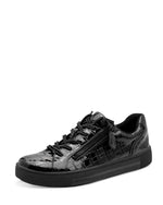 Jana Low Zip Laced Trainer Black Croco