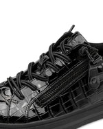 Jana Low Zip Laced Trainer Black Croco