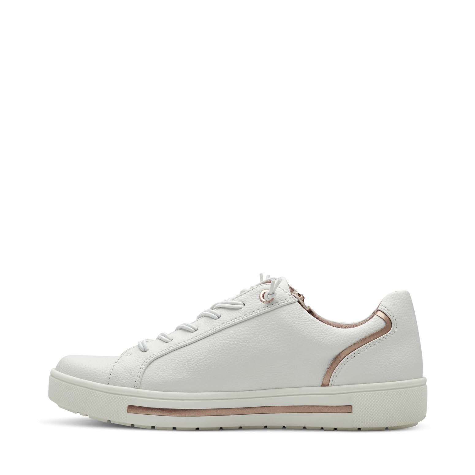 Jana Low Trainer White Rose Metal