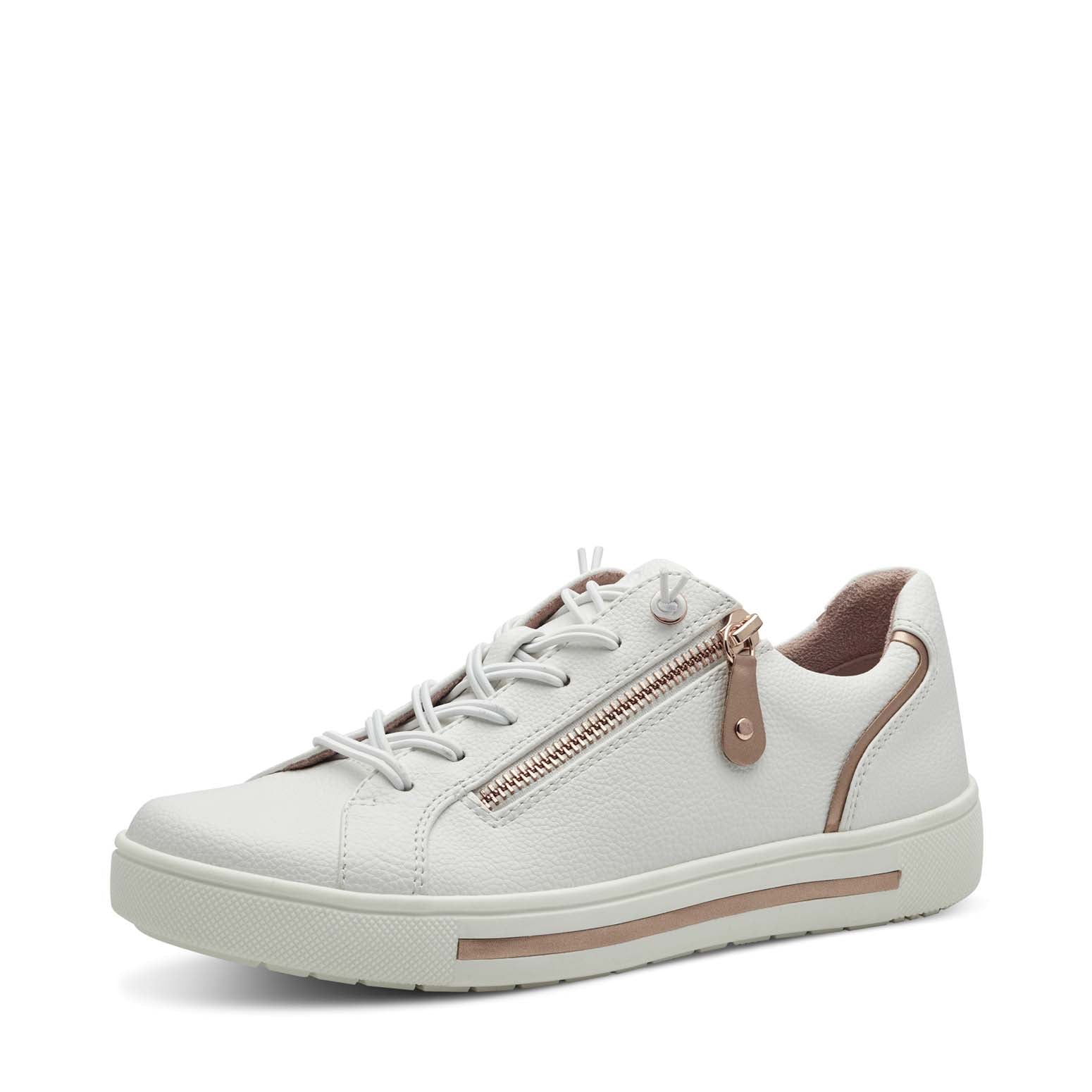 Jana Low Trainer White Rose Metal