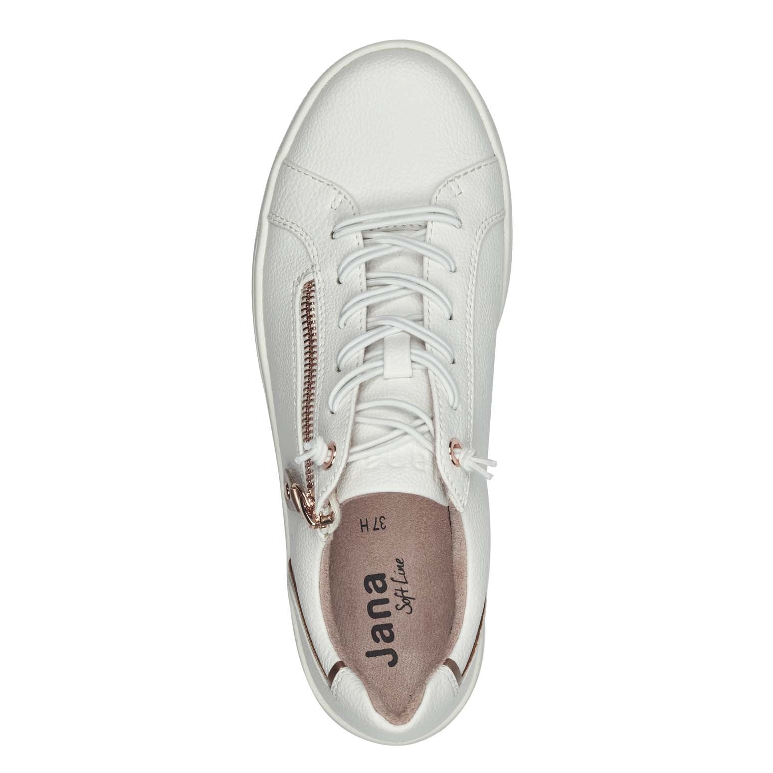 Jana Low Trainer White Rose Metal