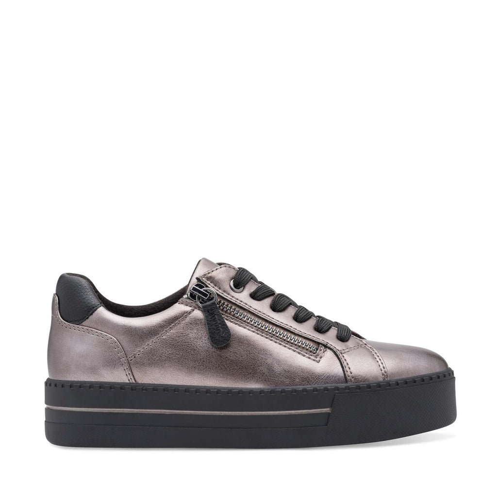 Jana Flatform Laced Zip Trainer  Pewter Black