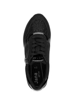 Jana Zip Wedge Trainer Glitter Black