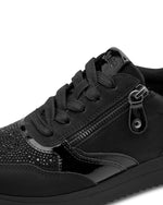 Jana Zip Wedge Trainer Glitter Black