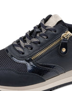 Jana Zip Wedge Trainer Navy Light Gold