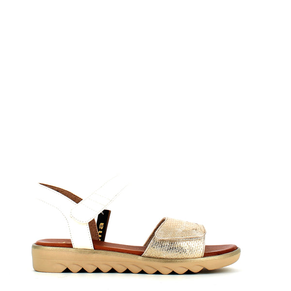 Jana Velcro Summer Sandal White/Gold