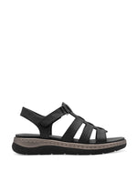 Jana Leather Strappy Summer Sandal Black