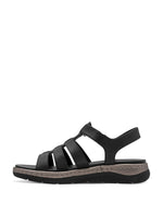Jana Leather Strappy Summer Sandal Black