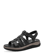 Jana Leather Strappy Summer Sandal Black
