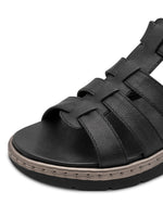 Jana Leather Strappy Summer Sandal Black