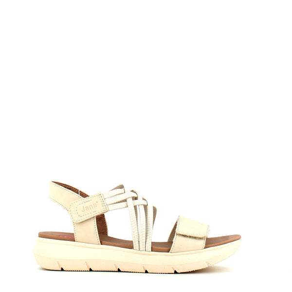 Jana Strappy Velcro Sandal Beige