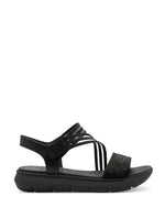 Jana Low Wedge Sandal Black Glitz