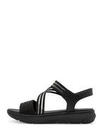 Jana Low Wedge Sandal Black Glitz