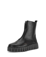 Gabor Front Zipper Leather Ankle Boot Black