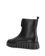 Gabor Front Zipper Leather Ankle Boot Black