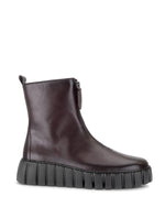 Gabor Front Zipper Leather Ankle Boot Bordo