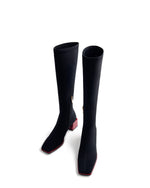 Gioseppo Fabric Knee High Boot Black Red