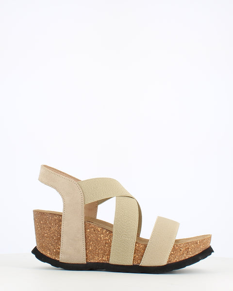 Relax Shoes Elasticated Wedge Sandal Beige