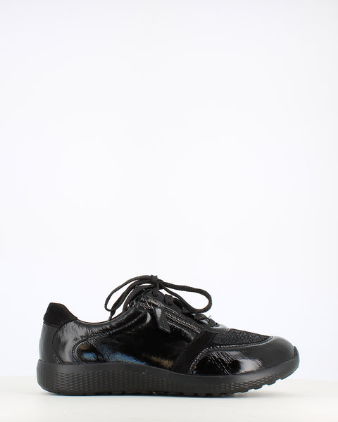 Waldlaufer Ira Laced Trainer Black Patent