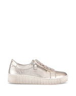Gabor Classic Leather Trainer Satin Metal