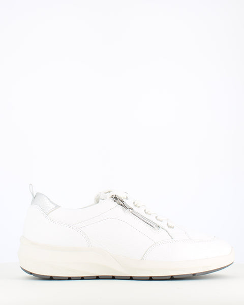 Waldlaufer Tonia Wedge Zip Trainer White Silver