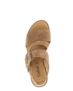 Gabor High Wedge Leather Sandal Peanut