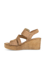 Gabor High Wedge Leather Sandal Peanut