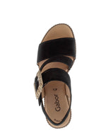 Gabor High Wedge Leather Sandal Black