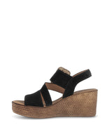 Gabor High Wedge Leather Sandal Black