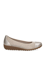 Caprice Low Wedge Pump Off White & Gold Comb
