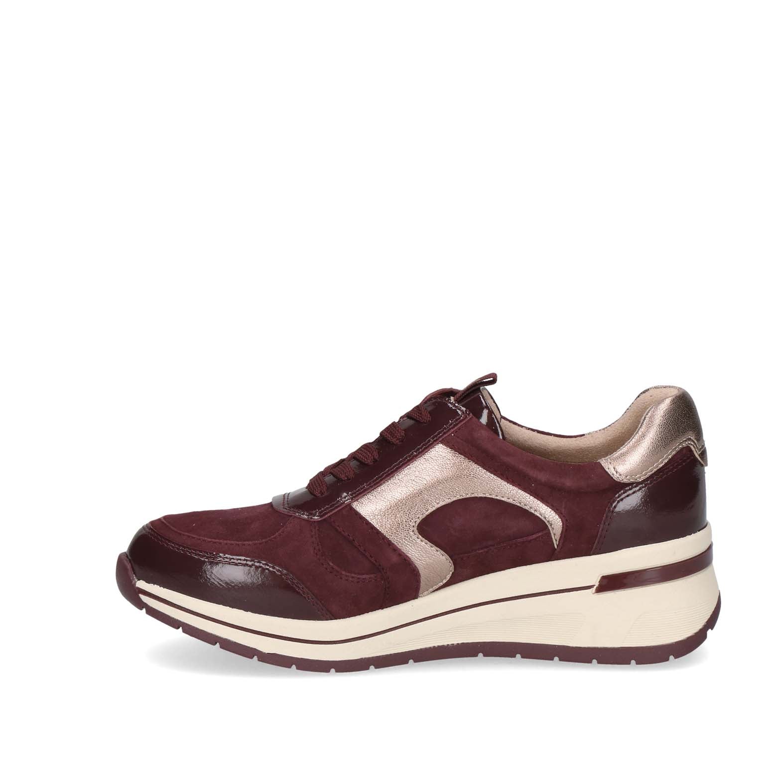 Caprice Wedge Trainer Bordeaux Comb