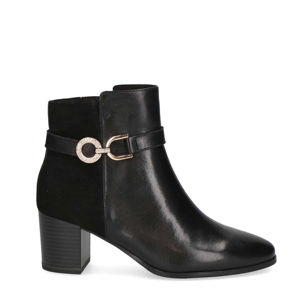 Caprice Classic Buckle Ankle Boot Black Comb