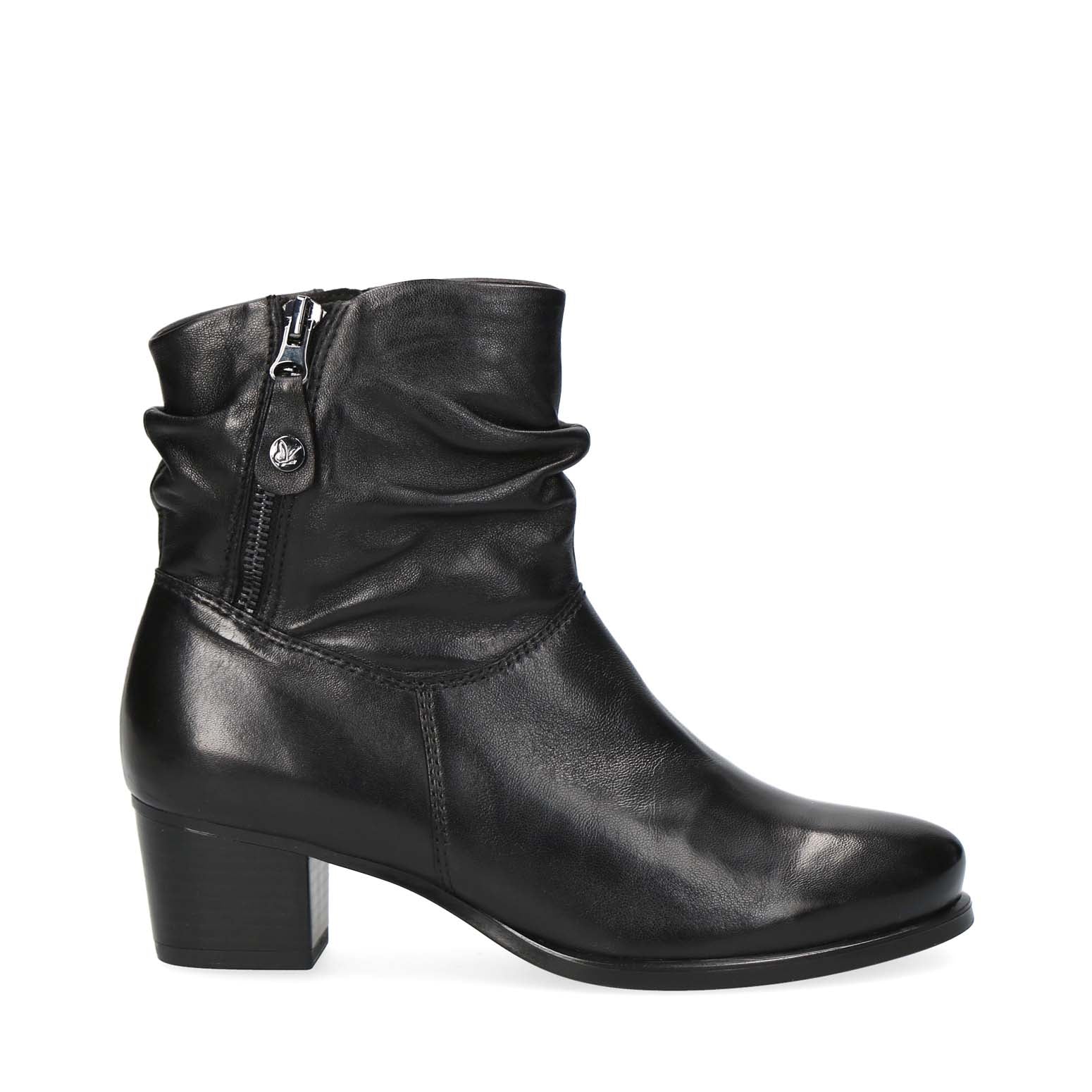 Caprice Mid Heel Slouch Ankle Boot Black