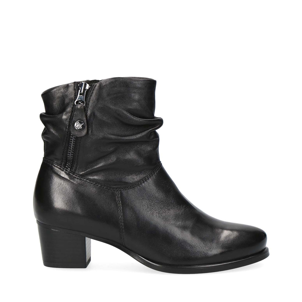 Caprice Mid Heel Slouch Ankle Boot Black
