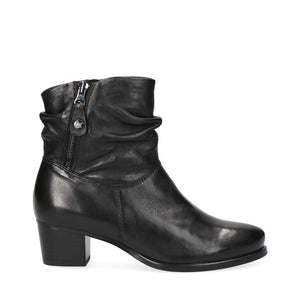 Caprice Mid Heel Slouch Ankle Boot Black