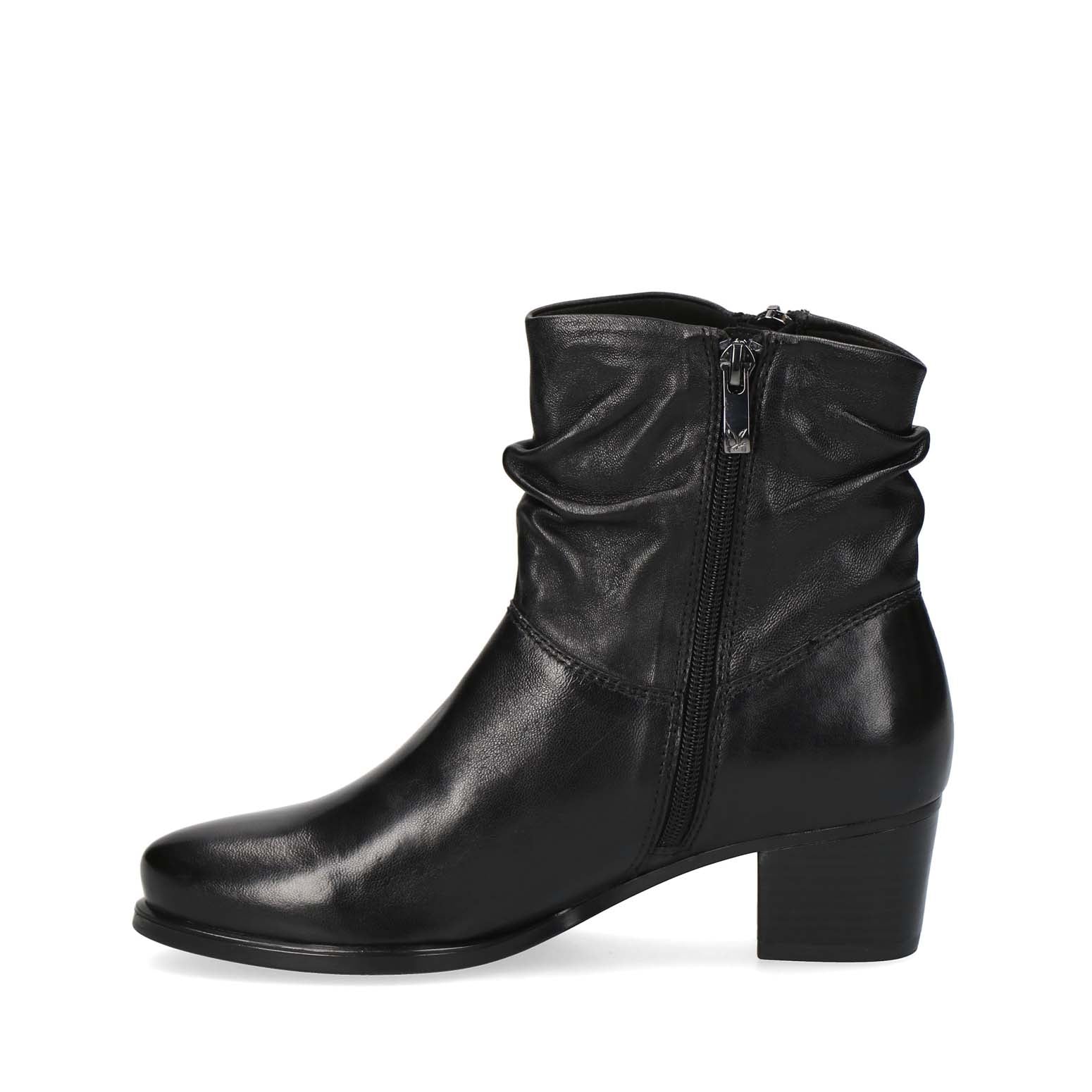Caprice Mid Heel Slouch Ankle Boot Black